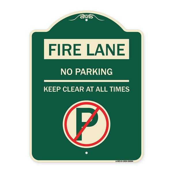 Signmission Fire Lane No Parking Keep Clear All Times Heavy-Gauge Aluminum Sign, 24" x 18", G-1824-24004 A-DES-G-1824-24004